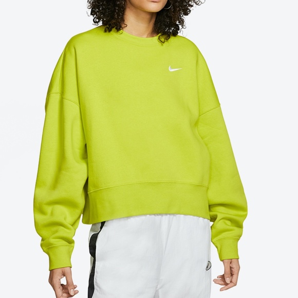 Nike Tops - Nike Women's Fleece Cropped Crew (Bright Cactus)
